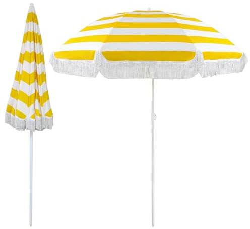 Gros Parasol Étanche,Parasol Balcon Inclinable,avec Protection UV,Parasol De Plage À Frange Hauteur Réglable, avec 8 Baleines,Rond Parasol De Patio pour Plage Balcon Terrasse Jardin