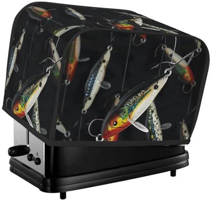 Copertura per tostapane a due fette con stampa di esche da pesca per piccoli elettrodomestici da cucina, protezione per impronte digitali