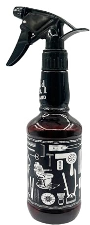 Eson Hair Water Spray Bottle 300ml, Whisky Style Spray Bottle for Hair, Barber Salon Hairdresser, Mist Sprayer,Retro Stylish, Empty Refillable Sprayer for Shaving and Cleaning 300ml (Brown Circle)
