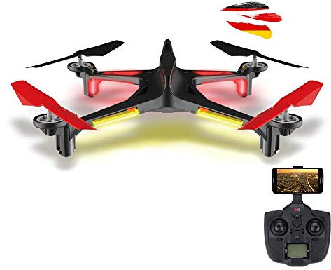 RC ferngesteuerte Drohne mit FPV WiFi HD-Kamera, LED Alien Quadcopter mit Echtzeitübertragung, Quadcopter mit Rückholfunktion, Drone mit Headless-Mode, Spielzeug Quadrocopter für Kinder und Erwachsene