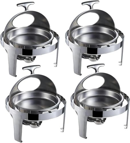 Chafing Dish Buffet-Set, rechteckiges Heizset mit Spulenoberseite, isoliertes vierteiliges Wassertablett, Lebensmitteltablett-Halterdeckel für Mahlzeiten auf Partys, Hochzeiten, Geburtstagen, 2IN1