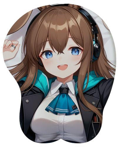 Anime Fille Japonais Manga Waifu 3D Tapis de Souris, Repose-Poignet Doux, Tapis de Souris de Dessin animé, Ergonomique Tapis de Souris