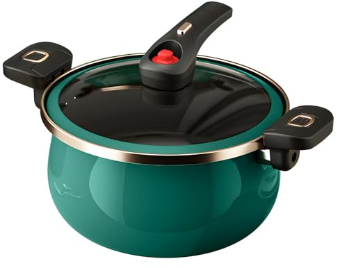 Nonstick Ceramic Coated Sauce Pan with Lid Green Crock Pot with Twist & Lock Handles, Micro Pressure Cooker Versatile Cookware for Stovetops, PFOA-Free Toxin-Free, Easy to Clean (GREEN, 5.5Quart)