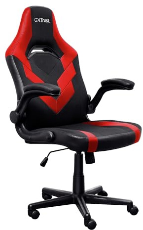 GXTrust 1703 Yezz Chaise Gaming avec Accoudoirs Rembourrés, Fauteuil Réglable jusqu'à 140 kg, Vérin à Gaz de Classe 4, Garniture en Tissu, Siège Inclinable de Bureau Gamer PC, Rouge