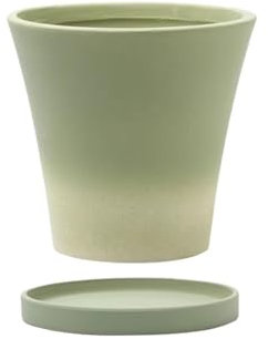 MENGLI-2024 Pflanzentopf Indoor Keramische Blumentöpfe, allmählicher grüner Übertopf mit Drainageloch und Tablett for Zuhause, Outdoor, Balkon, Garde, Blumentöpfe-Set Blumentopf
