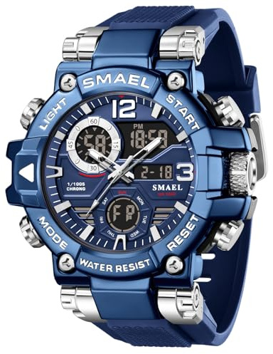 SMAEL Watches Men Military Outdoor Digital Square Watch Waterproof Tactical Army Wrist Sport Watches Men Blue 8110