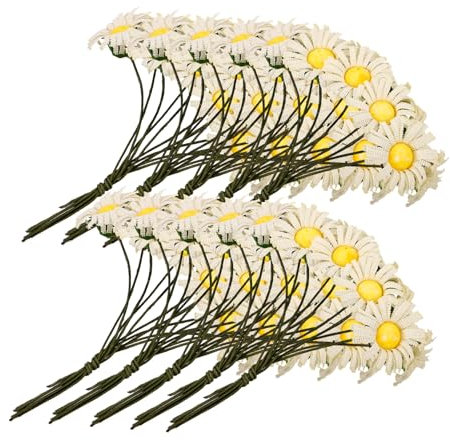 MUCKLILY Margherite Finte Realistiche in Schiuma e Stoffa 10 Pezzi Decorazioni Floreali 2cm, senza Necessità di Irrigazione e Foglie Cadenti per Ufficio e Matrimonio
