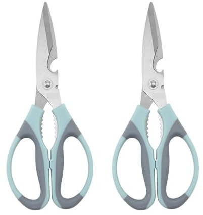 Garden Mile 2Pcs 8.5'' Heavy Duty Sharp Kitchen Scissors with Bottle Opener & Walnut Cracker Multipurpose Poultry Chicken Fish Pizza Meat Cutting Dishwasher Safe Best Scissors for Kitchen Use UK