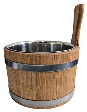 Waldmeister Sauna Aufgusskübel - Saunakübel mit Edelstahleinsatz - Saunaeimer aus Eiche 5L
