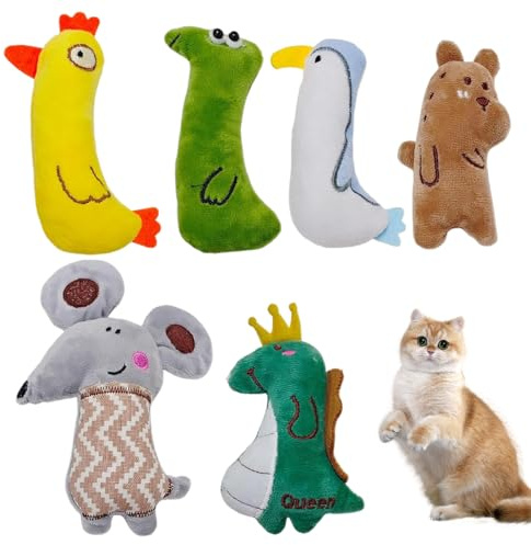 Jouet Herbe à Chat,6 Pièces,Peluche pour Chat,Jouet pour Chaton Adulte d'intérieur, Peluches Colorées et Drôles pour Petit Animal de Compagnie