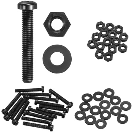 QUARKZMAN 15 Set M6x40mm Nylon PA66 Vis À Tête Ronde Cruciforme Boulons Hexagonaux Rondelles Plates Kit Assortiment, Boulon Métrique Filetage Complet Pour Assemblage Machine DIY, Noir