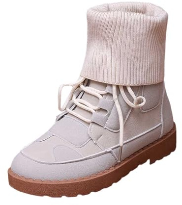 Generisch Botines para mujer, con forro cálido, botines con cordones, cómodos, elegantes, botines para pantorrillas, zapatos de invierno, plataforma, botas de equitación modernas, para el aire libre