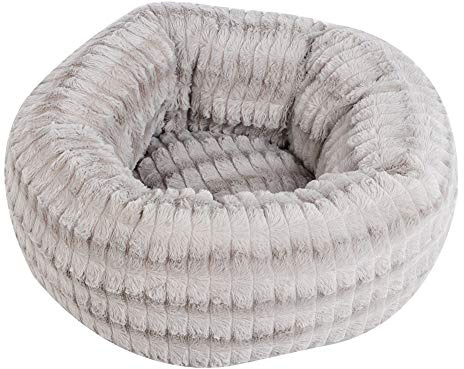 Chrees Katzenbett, Kleines Hundebett, Weiches Haustiernest, Warmes, Komfortables Haus für Kleine, Mittelgroße Hunde und Katzen, Katzenbetten für Hauskatzen Zum Schlummern und Schlafen (Blumengrau)