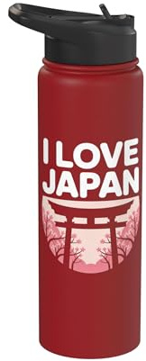 Me encanta la puerta Torii de los cerezos en flor de Japón Stainless Steel Insulated Water Bottle