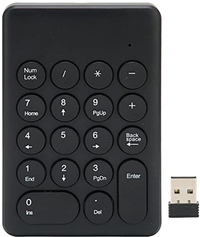 Omquot Ergonomiskt trådlöst numeriskt tangentbord, numeriskt tangentbord med 18 tangenter, perfekt för kalkyleringsarbetare, ABS-material (svart)