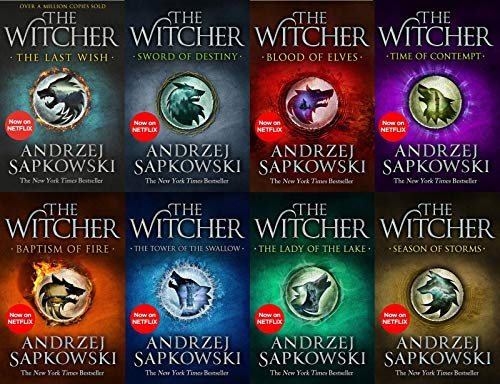 Andrzej Sapkowski Witcher Series 8 Books Collection Set - Blood of Elves, Time of Contempt, Baptism of Fire, Tower of the Swallow, Lady of the Lake, Sword of Destiny, Season of Storms, The Last Wish