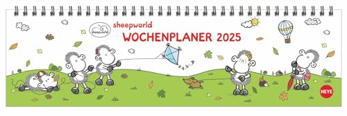 sheepworld Wochenquerplaner 2025: Praktischer Tischquerkalender mit Spiralbindung und niedlichen Schaf-Cartoons. Liebevoll illustrierter Tisch-Kalender. (Tisch-Querplaner Heye)