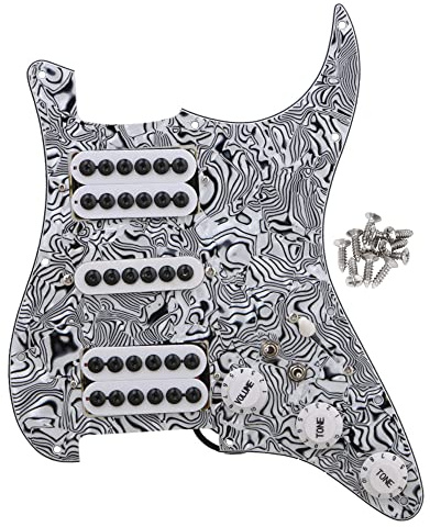 BQLZR Black White Zebra Color 3-ply HSH Electric Guitar Loaded Prewired Pickup Pickguard for Electric Guitar