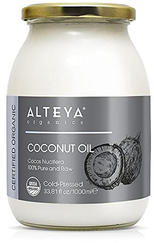 Alteya Bio Extra Virgin Kokosöl (Cocos Nucifera) 1000 ml - 100% USDA-zertifiziertes reines natürliches Körperbutter - für den Körper,der Haare und der Lippenpflege
