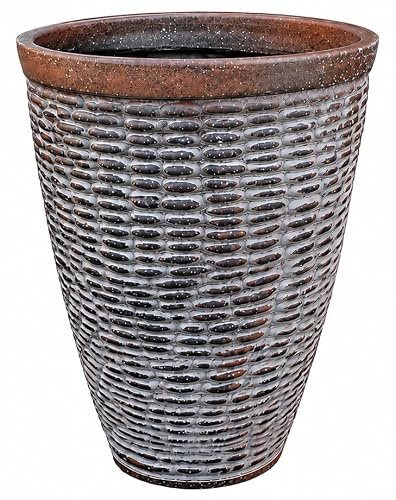 Muddy Hands 50 Litre Extra Large Rustic Stone Plant Pot Outdoor Garden Tall Round Flower Tree Plastic Planter