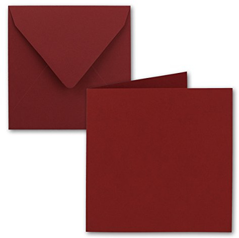 FarbenFroh by GUSTAV NEUSER - 25x Quadratisches Falt-Karten-Set - 15 x 15 cm - Dunkelrot - Nassklebung - für Grußkarten, Einladungen & mehr