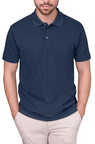 HRM Herr Luxury Polo I Premium pikétröja för män av 100% bomull I Basic pikétröja upp till 60 °C, färgbeständig, tvättbar i högkvalitativa och hållbara herrkläder, marinblå, XL