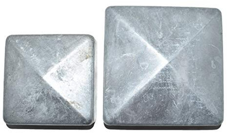 10 x 75mm x 75mm (3 x 3) Metal Pyramid Galvanised Fence Post Caps