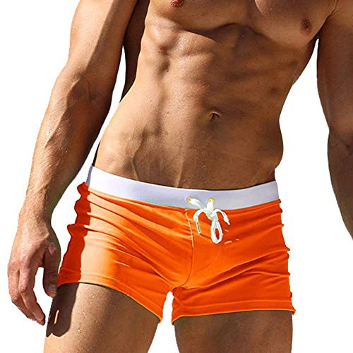 Sexiga badbyxor för män, pojkar, badkläder, shorts, kalsonger, för strand, heta källor, surfing, Orange, XL