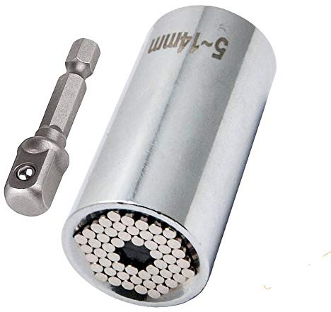 Fiksu Universal Socket Wrench 5-14mm Multi-Function Ratchet Wrench Power Drill Adapter Set