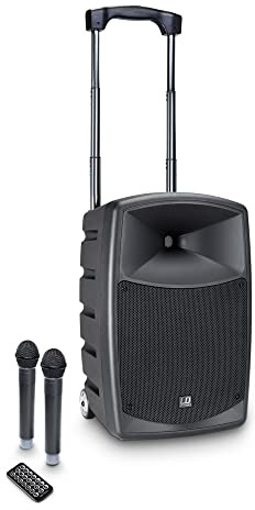 LD Systems ROADBUDDY 10 HHD 2 B6 - Akkubetriebener Bluetooth-Lautsprecher mit Mixer, 2 Funkmikrofonen, 655-679 MHz, schwarz