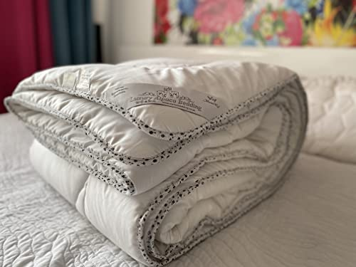 Merino Wool Luxuriöse Alpaka-Bettdecke aus Alpakawolle, Steppdecke – Ganzjahr/Saison (220 x 260 cm, Super-King-Size-Bett)