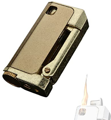 Encendedor de Metal de Trinchera Vintage para Hombre, Encendedores de Rueda de Molienda de Queroseno de Gasolina, Encendedores de Cuerpo de Cobre Puro, Accesorios de Cigarrillos para la Colección,Gold