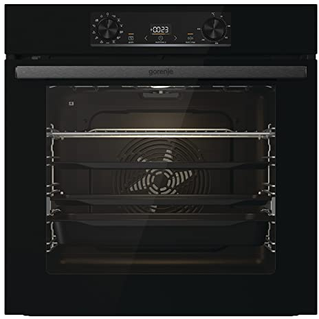 Gorenje 738566 OptiBake BPS 6737 E14BG Einbau-Backofen / 77L / Pyrolyse/Heißluft/ExtraSteam/GentleClose & Open/AirFry/Pizzamode 300°C/PerfectGrill/Gratin/Kindersicherung/schwarz