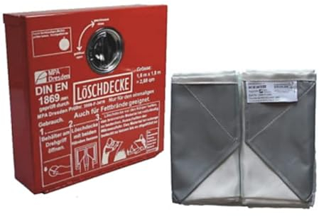 Löschdeckenbehälter Stahlblech 30x30x8cm inkl. Löschdecke 160x180cm