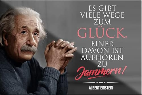 Magnet ''Es gibt viele Wege zum Glück aufhören zu jammern'' 9x6cm Kühlschrankmagnet Lustige Sprüche Feier Vintage Retro Geburtstag Deko Party Überraschung Fan Tiefsinnig Albert Einstein Weisheiten