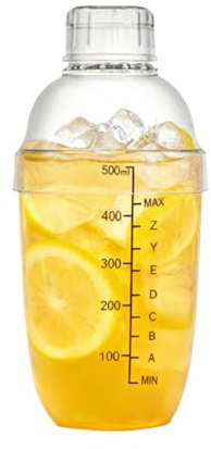 Tooloflife - Coctelera grande de 500 ml para bebidas, coctelera y colador, tapas de botellas de leche, mezclador de colador de té de plástico con escala transparente para regalos de bar