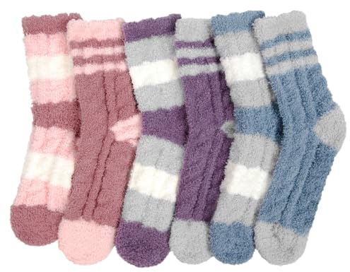 Justay Sowarm Calzini Soffici Donna Comodi Invernali Termiche Caldi Calze Spessi Casa Pelosi Morbidi Calzettoni Regalo Natalizi per Signore,6 Paia