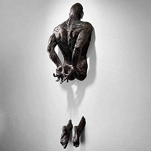 SINGID Wandskulptur für abstrakte Fragmentierte, moderne abstrakte 3D-Wandkunst, Kunstharz, eingesperrter Mann, Wandskulptur für Zuhause, Büro