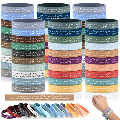 Unittype Motivierende Armbänder, inspirierende Silikon-Armbänder, farbiges Zitat, Gummi-Armbänder, Unisex, Geschenke von Mitarbeitern, Krankenschwestern, Lehrern, Studenten, 100 Stück