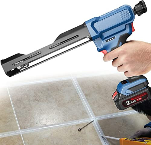 XDLYWUZIQ Electric Caulk & Adhesive Gun Kit, 12V Electric Double Cartridge Adhesive Caulking Gun Free Silicone Gun w/Rotatable Carriage for Caulking, Filling, Sealing, Home Repairing,TwoBatteries