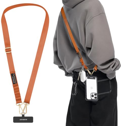 MAGEASY Rover iPhone Lanyard Crossbody with Tether Tab & Attachment Loop, Adjustable Anti Theft Phone Strap for Samsung Google Pixel, 20mm Neck Shoulder Lanyard, Holds 55lb (Dual Clip/Single Clip)