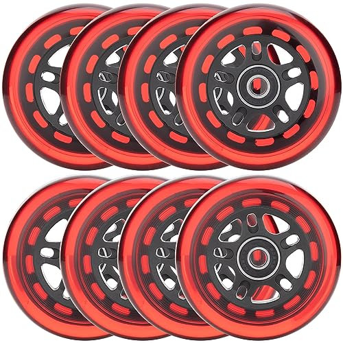 HeyZomm Inline-Skate-Räder für drinnen und draußen, 85a Rollhockey-Räder mit Kugellagern, ABEC-9 und schwimmenden Abstandshaltern, 64 mm, 70 mm, 72 mm, 76 mm, 80 mm, 84 mm, 90 mm Durchmesser, 8 Stück