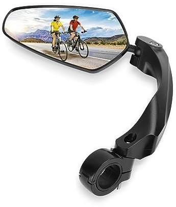 Trintion Fahrradspiegel, HD Extra Große Spiegelfläche Schlagfestes Echtglas, fahrradspiegel für Lenker, Fahrrad Spiegel, 360 ° Drehbarer Fahrradrückspiege Universal (Links Lenkerende)