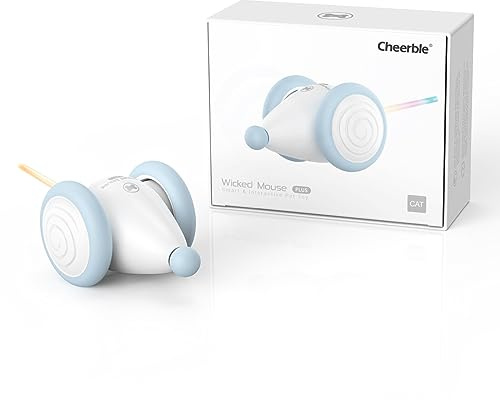 Cheerble Interaktives Katzenspielzeug Maus mit Automatischer Bewegung, Wicked Mouse, Elektrische Kätzchen Spielzeuge für Wohnungskatzen, Wiederaufladbar, fit Katzen für Pfote & Köpfchen, Blau