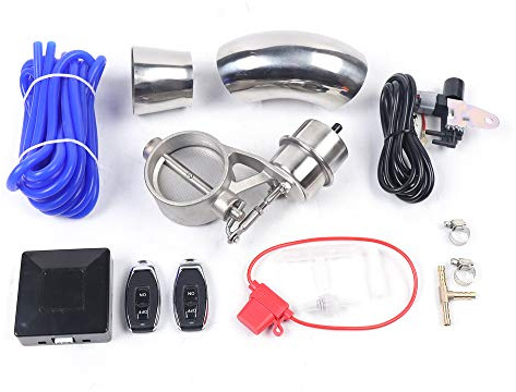 Auspuff Ventil 63mm, Elektrisches Auspuffklappe Edelstahl Geschlossen Vakuum Fernbedienung Set 12V, für Fahrzeuge mit 2,5-Zoll-Rohrdurchmesser-auspuffanlagen