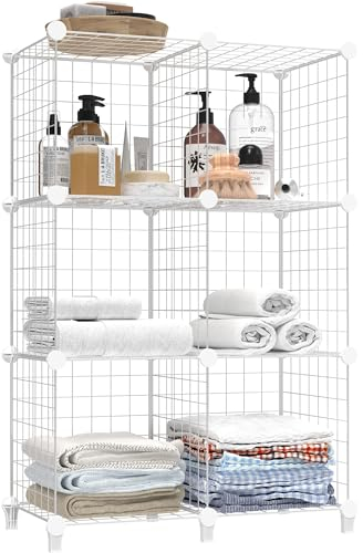 HOMIDEC 6 Cube Storage Unit, Multifunctional DIY Wire Storage Shelf Fence Wardrobe Closet Cabinet Bookcase Bookshelf Perfect for Office, Livingroom, Kitchen, Bathroom