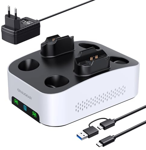 GRAUGEAR Externe Festplatte Gehäuse für 3,5 Zoll Hard Disk [Gaming Design] mit PS5 Ladestation für 2X PS5 Controller I Festplattengehäuse 3,5 I PS5 Konsole Extern Speicherplatz I HDD Enclosure (0TB)