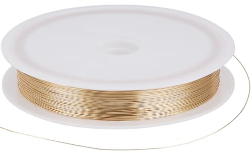 Beebeecraft 1 Roll 80M Eco-Friendly Copper Wire 18K Gold Plated Brass Round Copper Wire Jewelry Wire for Jewelry Making (28 Gauge)