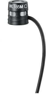 Shure WL185MB/C-TQG LAVALIER MICROPHONE, CARDIOID, BLACK 1 cm Condenser Lavalier, Black, Cardioid, TA4F Termination Pouch, Tie Clip, Snap-Fit Windscreen