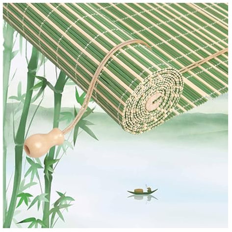 YYLDPFDC Bambusrollo Sonnenschutz, Retro Bambus Rollo Jalousine, Fenster Rollo Ohne Bohren,75% Blickdicht Verdunkelungsvorhänge, für Fenster und Türen,Anpassbar (WxH: 140X100CM)